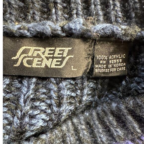 Street Scenes Vintage 80s Geometrics Blue Black Pullover Sweater Men Large - Picture 6 of 7